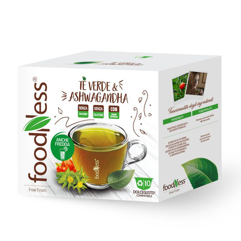 FoodNess Tè verde e ashwagandha 10 Capsule compatibili Nescafè Dolce Gusto