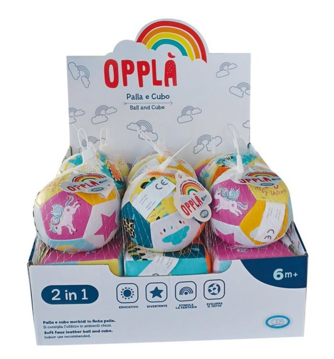 ODS 47401 Opplà Palla e Cubo 2 in 1 morbido prima infanzia