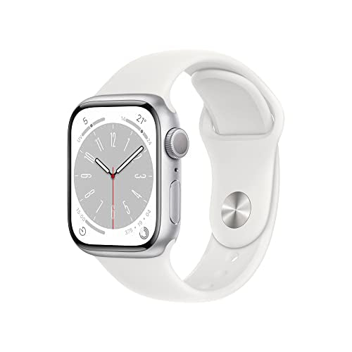 Apple Watch Series 8 45mm Argento (Cinturino Silicone Bianco)