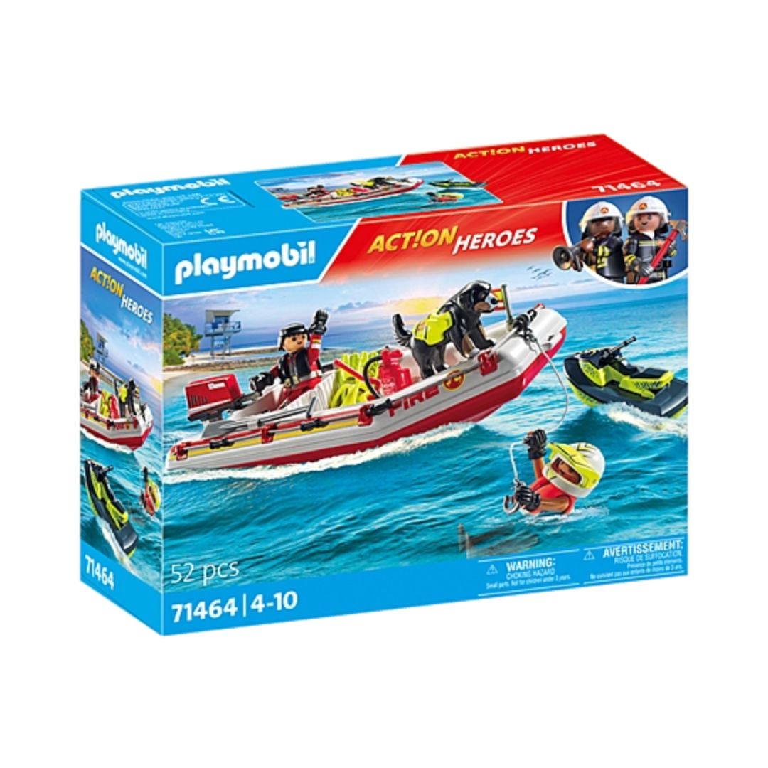 71464 Playmobil Fire Rescue - Gommone dei pompieri e acquascooter