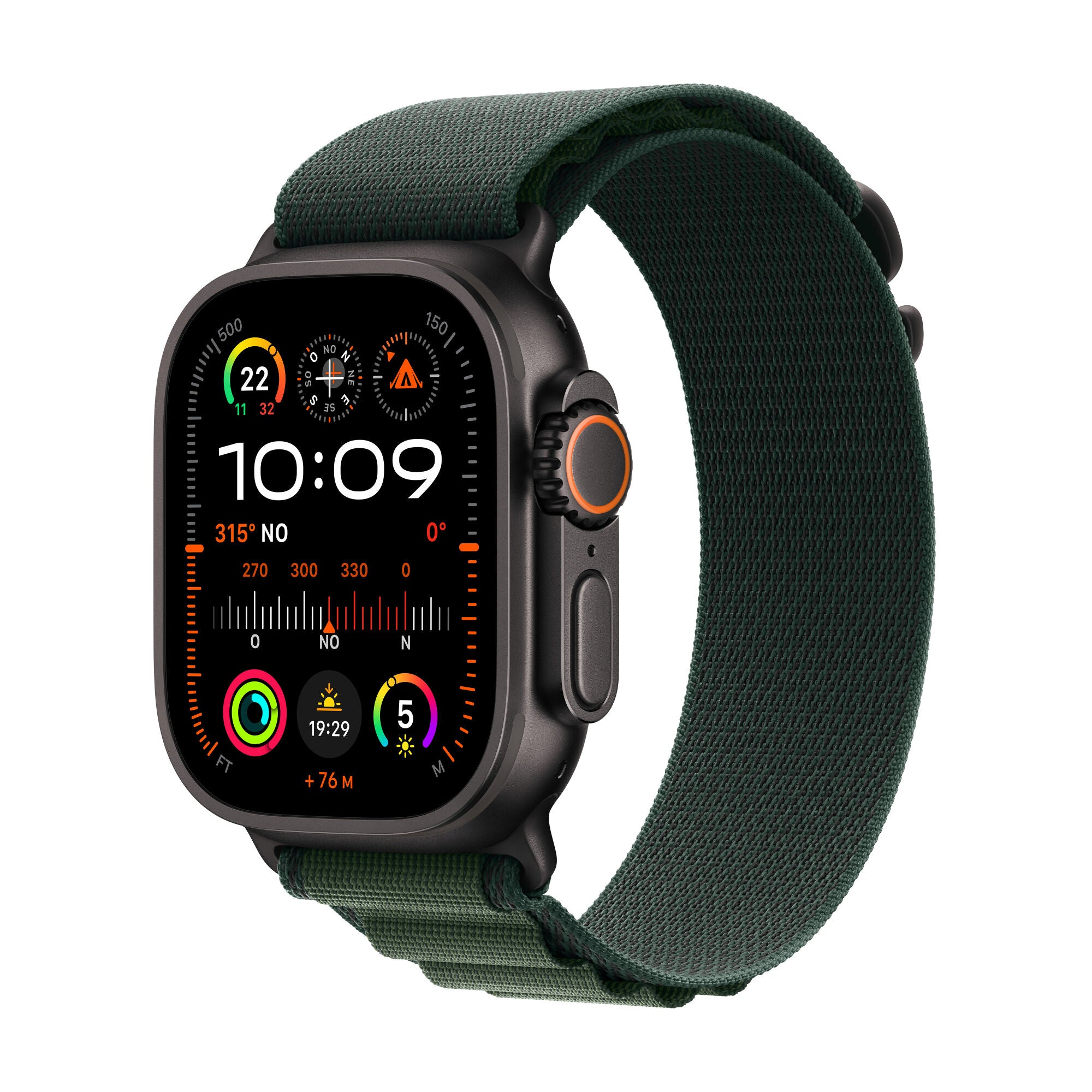 Apple Watch Ultra 2 GPS + Cellular - Cassa 49mm in in Titanio Nero con Loop Verde Scuro - Medium