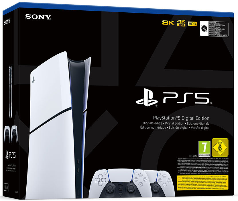 PlayStation 5 Digital Edition D Slim + 2 DualSense White