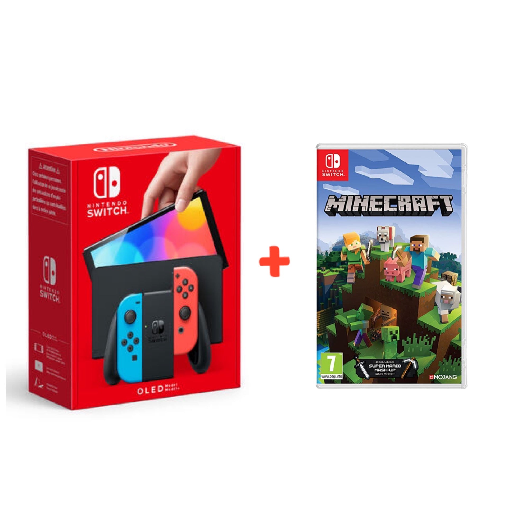 NINTENDO Switch OLED Joy-Con Rosso Blu + Minecraft