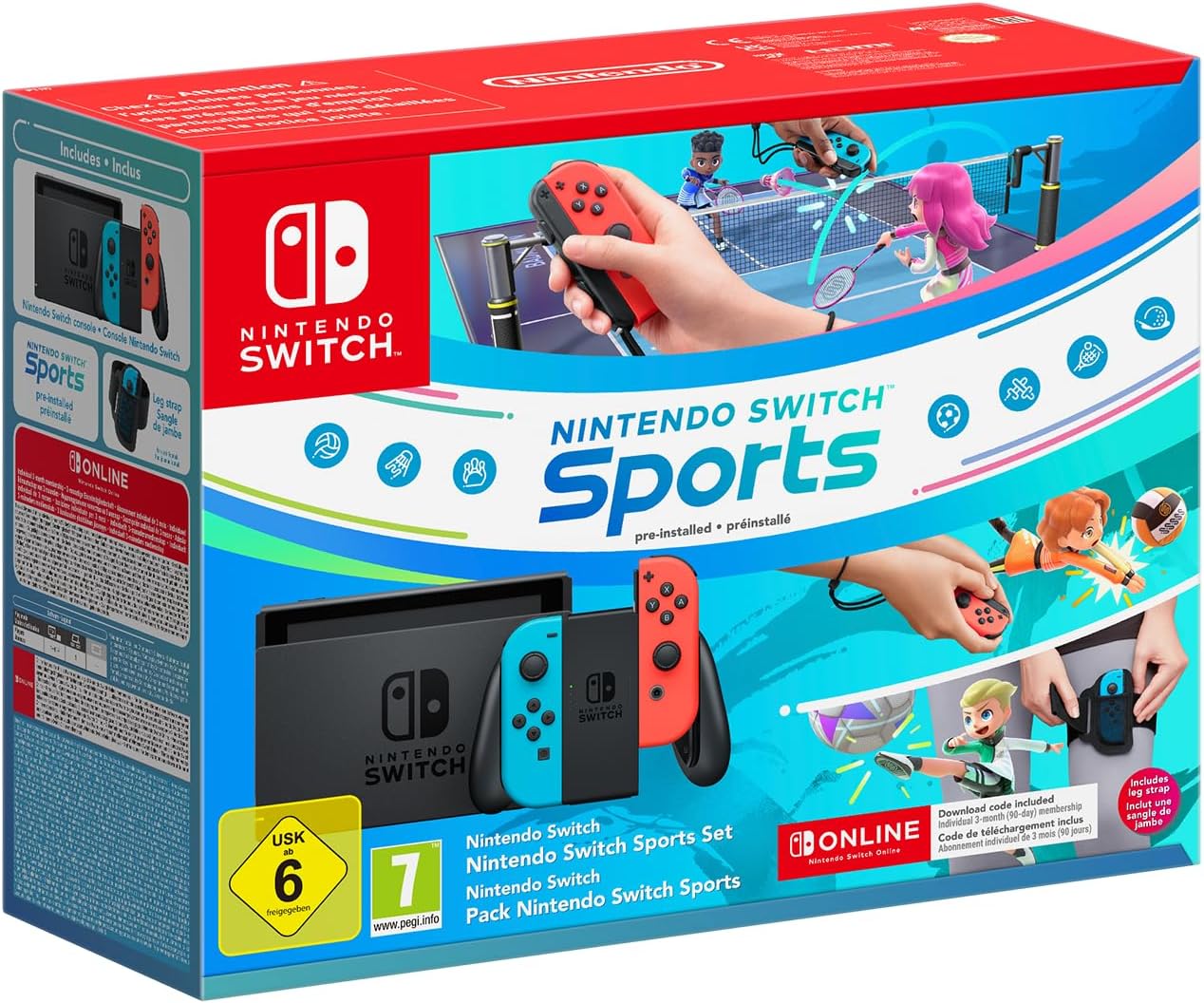NINTENDO Switch Joy-Con Rosso & Blu Neon 1.1 + Switch Sports