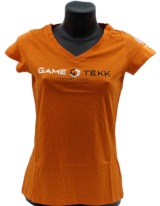 T-Shirt Collo V Arancione GameTekk Donna L