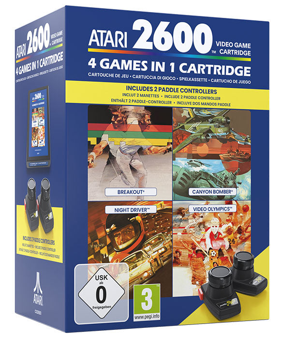 2600+ Atari Cartuccia con 4 Giochi + 1 Paddle Pack