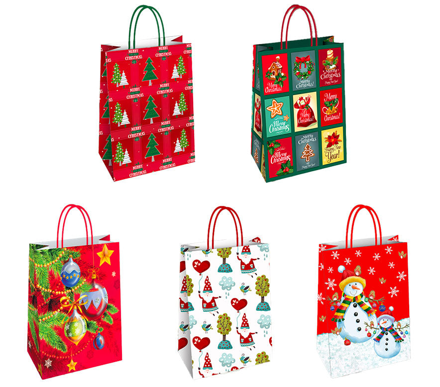 Shopper Natale Carta Piccolo 26x12x35cm Imballo 25pz