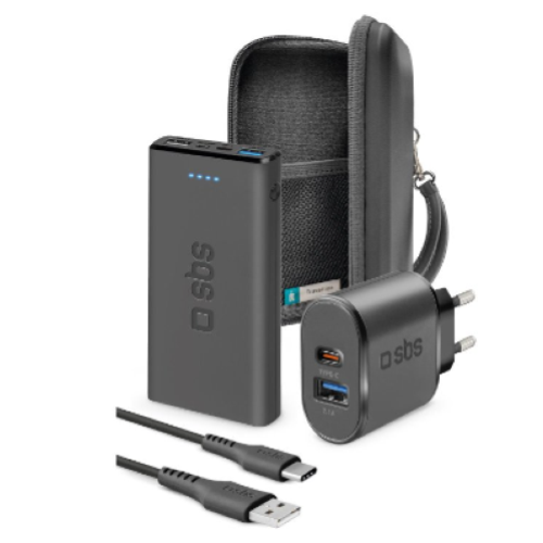 SBS KIT TRAVEL ORGANIZER+ POWER BANK + WALL CHARGER + CHARGING CABLE TYPE-C
