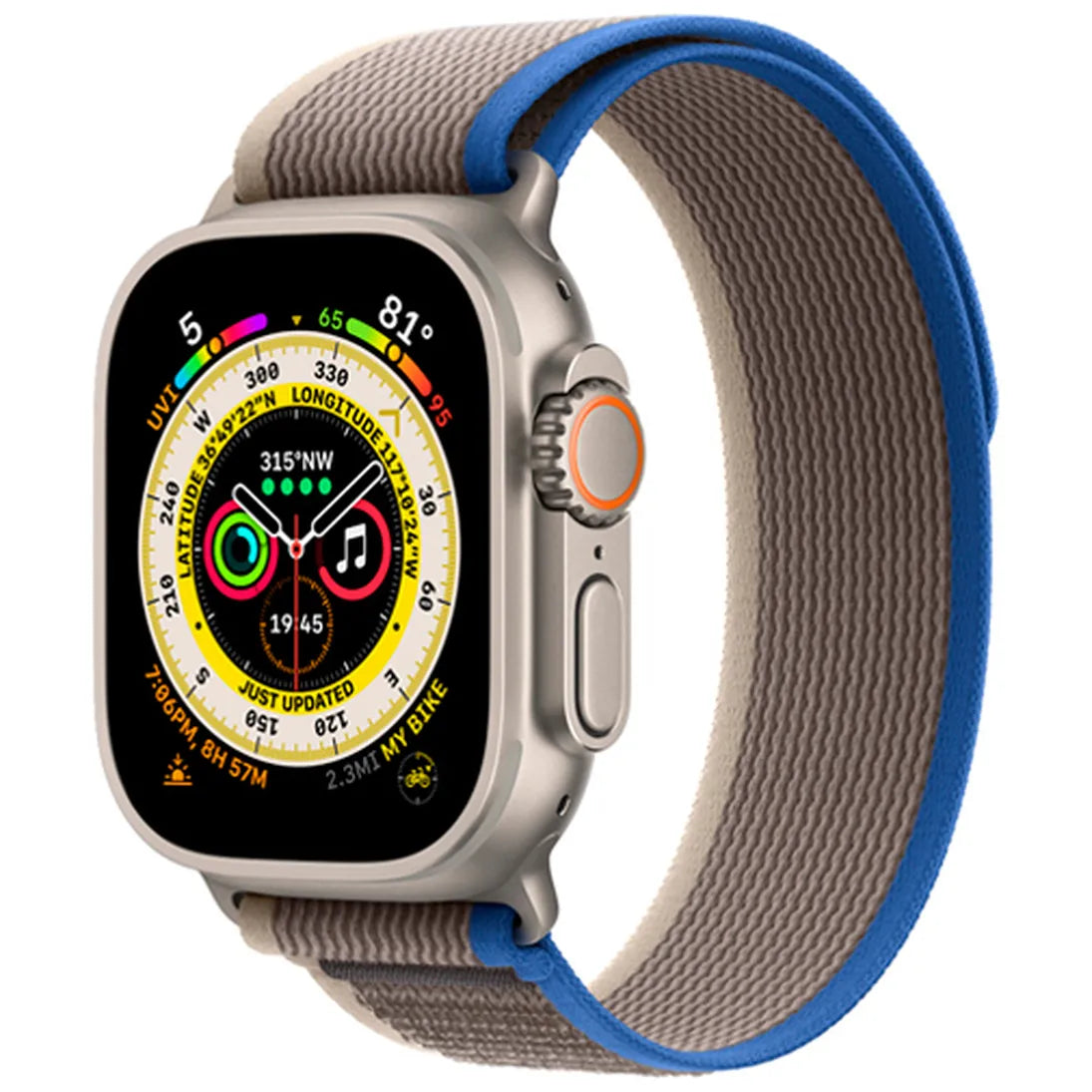 Apple Watch Ultra Blu/Grigio Cinturino Tessile Small/Medium